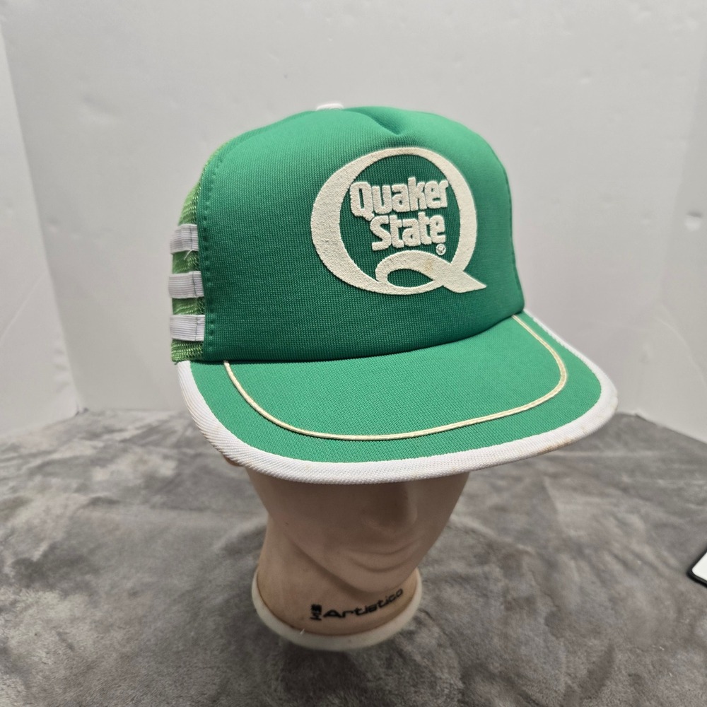 Vintage Quaker State Trucker Hat King Sports Green Mesh Snapback Racing Cap Mens